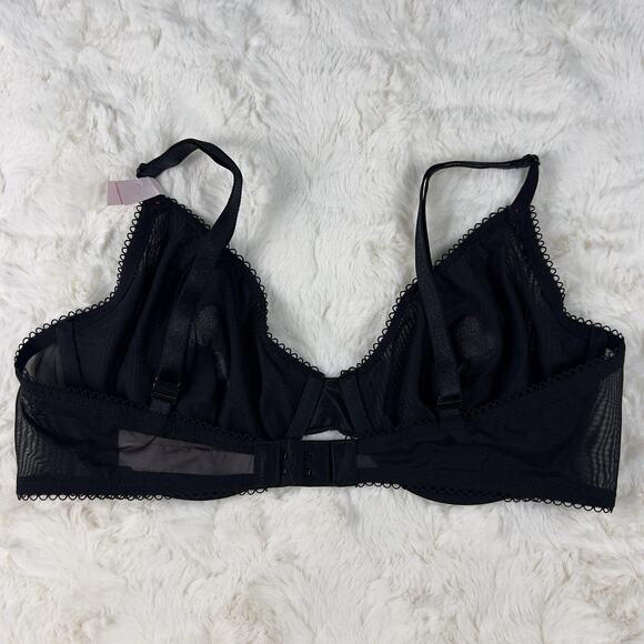 Victoria’s Secret Unlined Underwire Demi Bra Black Mesh Heart Lollipop S.36C NWT - Picture 2 of 7